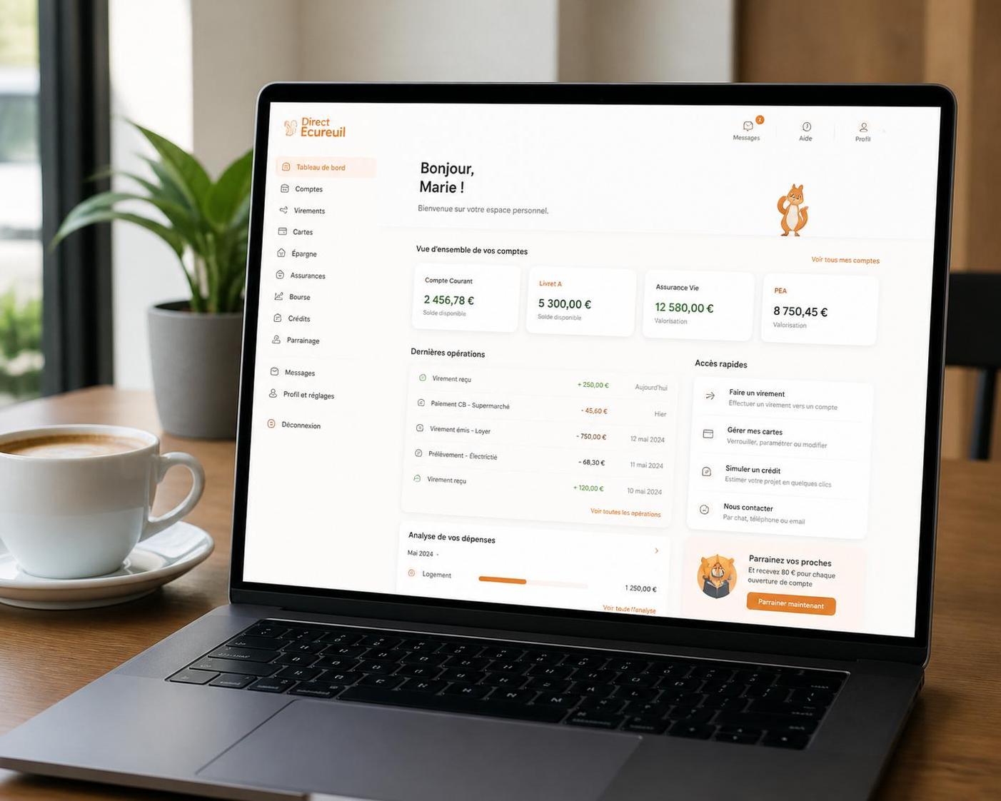 accédez à direct écureuil pour vous connecter et gérer facilement votre compte caisse d'épargne en ligne, suivre vos opérations et maîtriser votre budget.